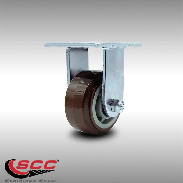 4 Inch Stainless Steel Polyurethane Wheel Rigid Caster with Roller Bearing SCC
